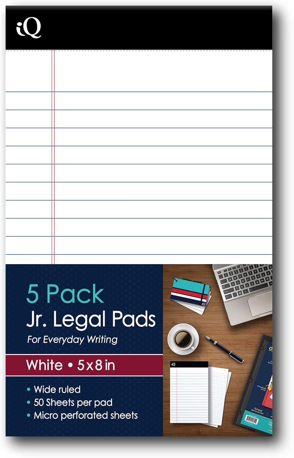 iScholar iQ Legal Pads, Canary, Wide Ruled, 8.5" x 11.75", 50 Sheets Per Pad, Pack of 3 Pads (98113)