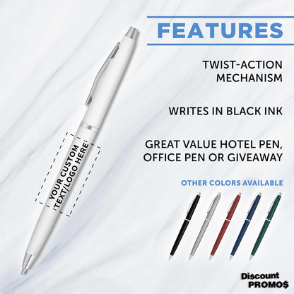 Personalized Langham Ballpoint Pens, Set of 10/50/100 by DISCOUNT PROMOS - Black Ink, Great for Office, Business, Tradeshows - Black