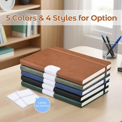 College Ruled Notebook, 5 Pack A5 Hardcover Leather Notebook for Work, Lined Notebook Journal for Women, Men, 100GSM Thick Paper, Large Notebook with Pockets, Professional Business Notebook, 5.7"x8.5"