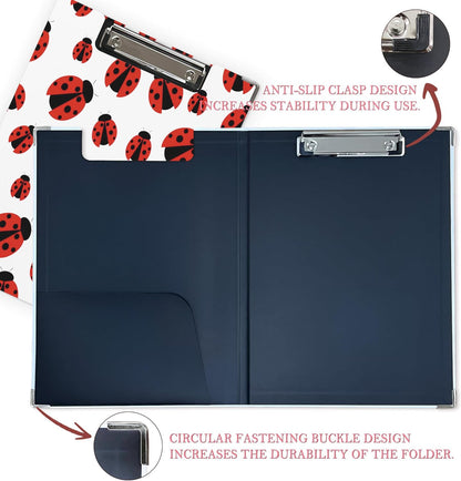 Trendy Black Leopard Print Clipboard Folio with Storage for Office Classroom, Preppy Dark Cheetah Print Padfolio with Metal Clip for Nurses Teachers Students Women Men, 12.4x9.25 in