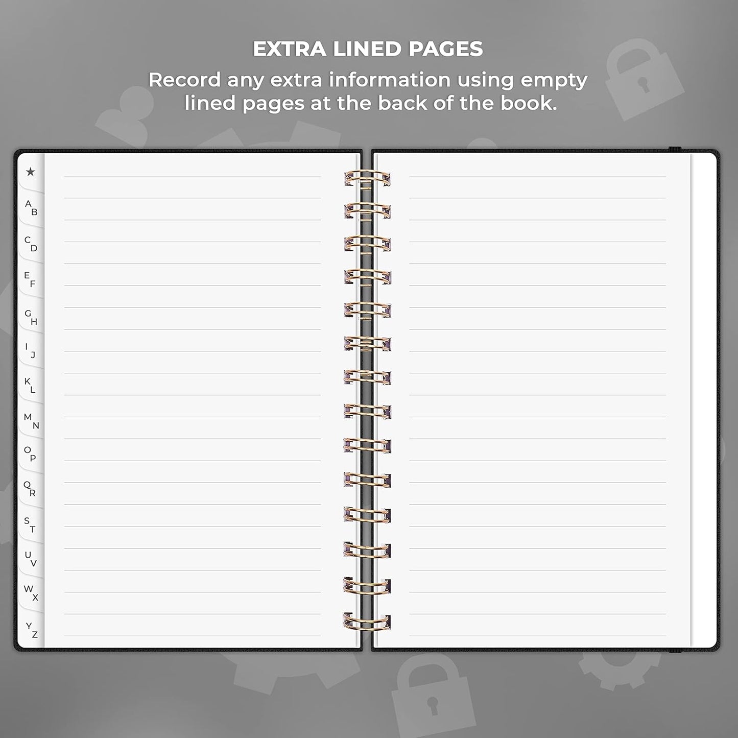 Clever Fox Password Book Spiral – Internet Address & Password Organizer with Laminated Alphabetical Tabs – Password Keeper Journal – Hardcover, Medium Size, 6.1x7.7” (Mystic Blue)