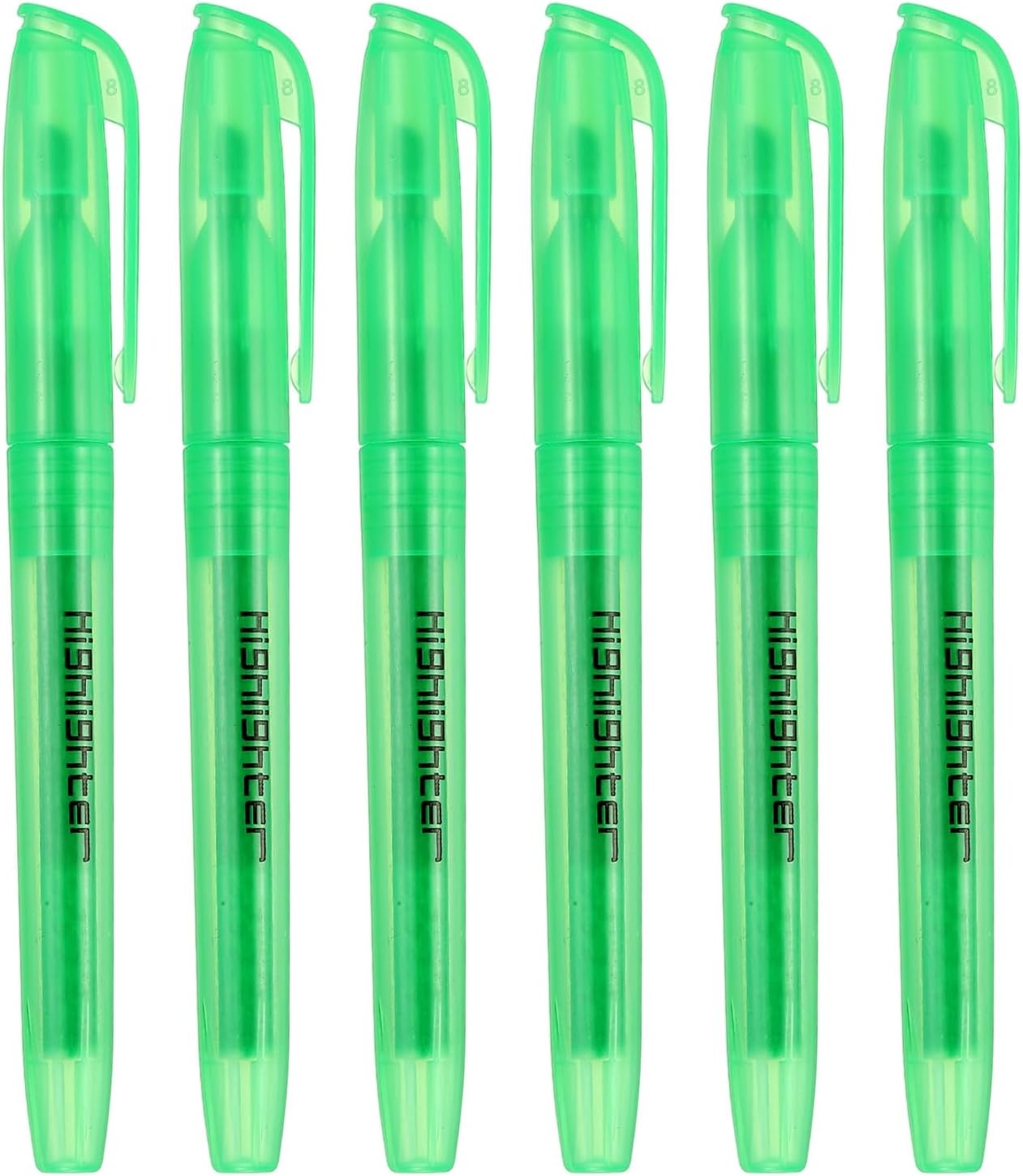 PATIKIL Blue Highlighter, 6 Pack High Lighters No Bleeds Highliters Pens Neon Clear View Bright Quick Dry Pocket Marker Pen Sticks Chisel Tip Cute for Books Office Adults, Transparent