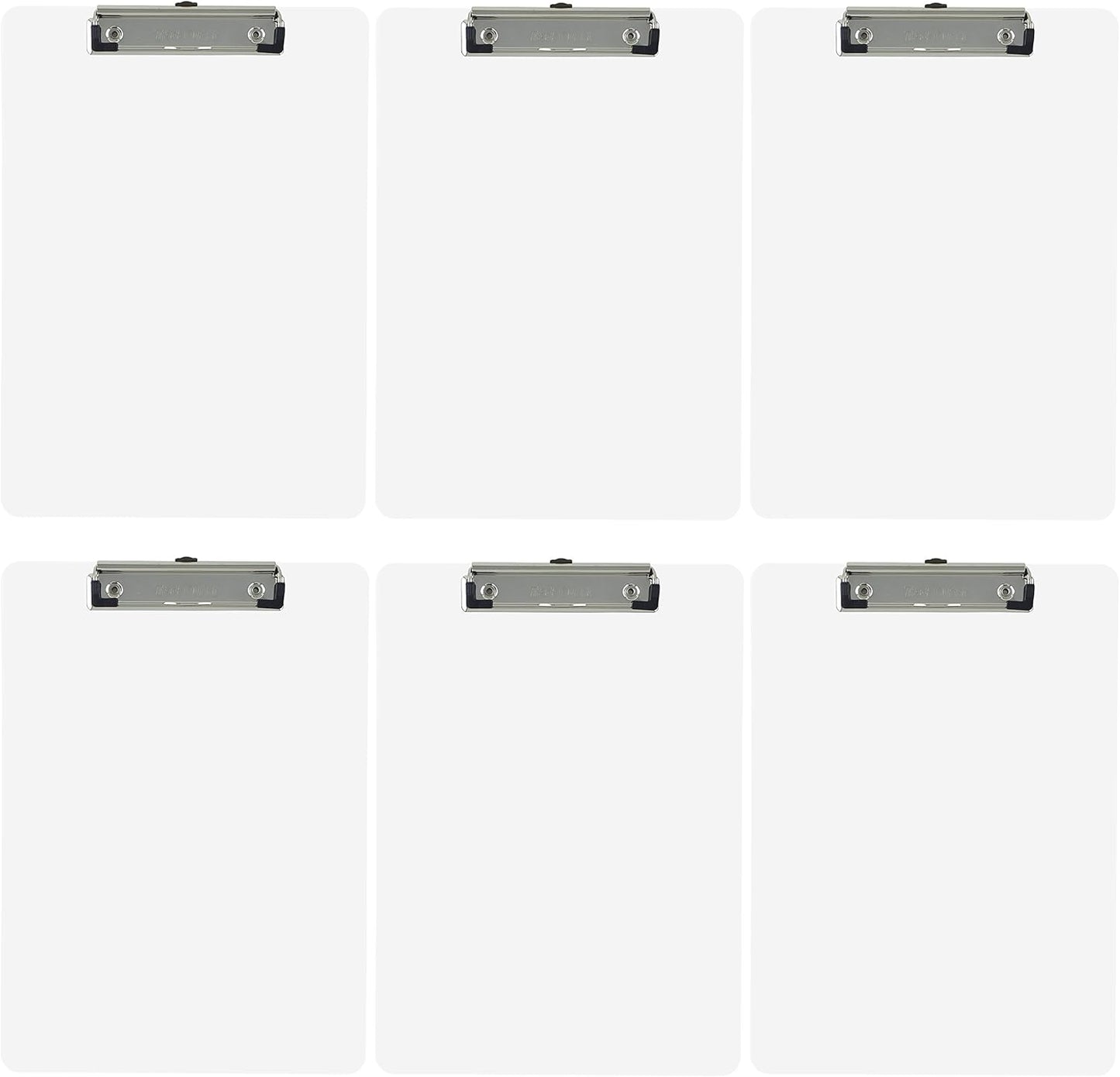 Trade Quest Plastic Clipboard Opaque Color Letter Size Low Profile Clip (Pack of 6) (Black)