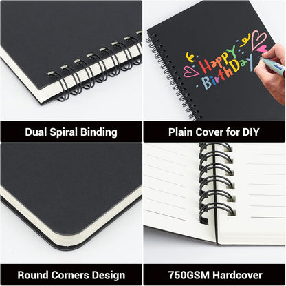 EUSOAR Spiral Notebook, A5 12packs 5.5"X8.3" 120 Pages Lined Travel Writing Notebooks Journal, Memo Notepad Sketchbook, Students College Office Business Subject Diary Ruled Book Journal-Black Cover