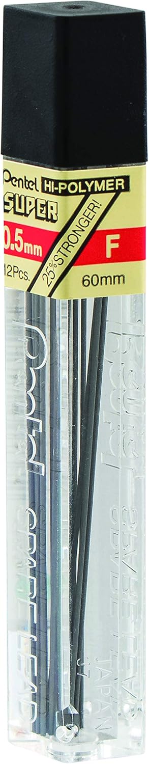 Pentel Super Hi-Polymer Lead Refill, 0.5mm, Fine, H, 144 Pieces of Lead (C505-H)