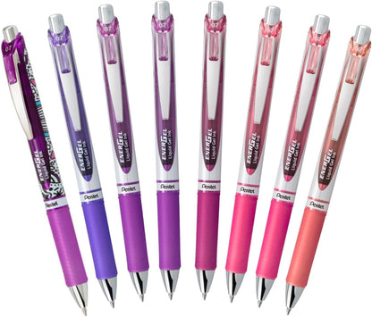 Pentel EnerGel RTX Retractable Liquid Gel Pen, Creator Expressions Pack, 0.7mm, Metal Tip, Medium Line, Assorted Ink, Pack of 8 Pens (BL77XRIGBP8M)