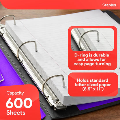 Staples Better Binder 2-Inch D-Ring View Binder, Reinforced Spine, Holds Up to 540 Sheets, Teal, for Office & School
