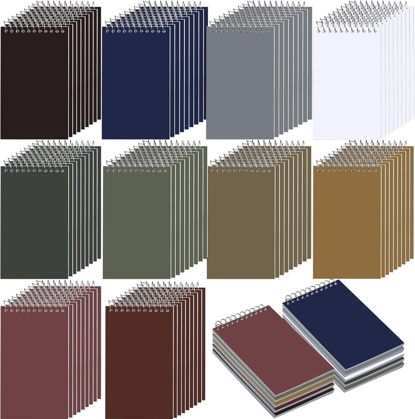 Thenshop 100 Pads Spiral Memo Pads Bulk 3 x 5 Inch Small Pocket Notepad Top Bound Lined 60 Sheets Mini Notebooks for School College Office Home Supplies (Fresh Colors)