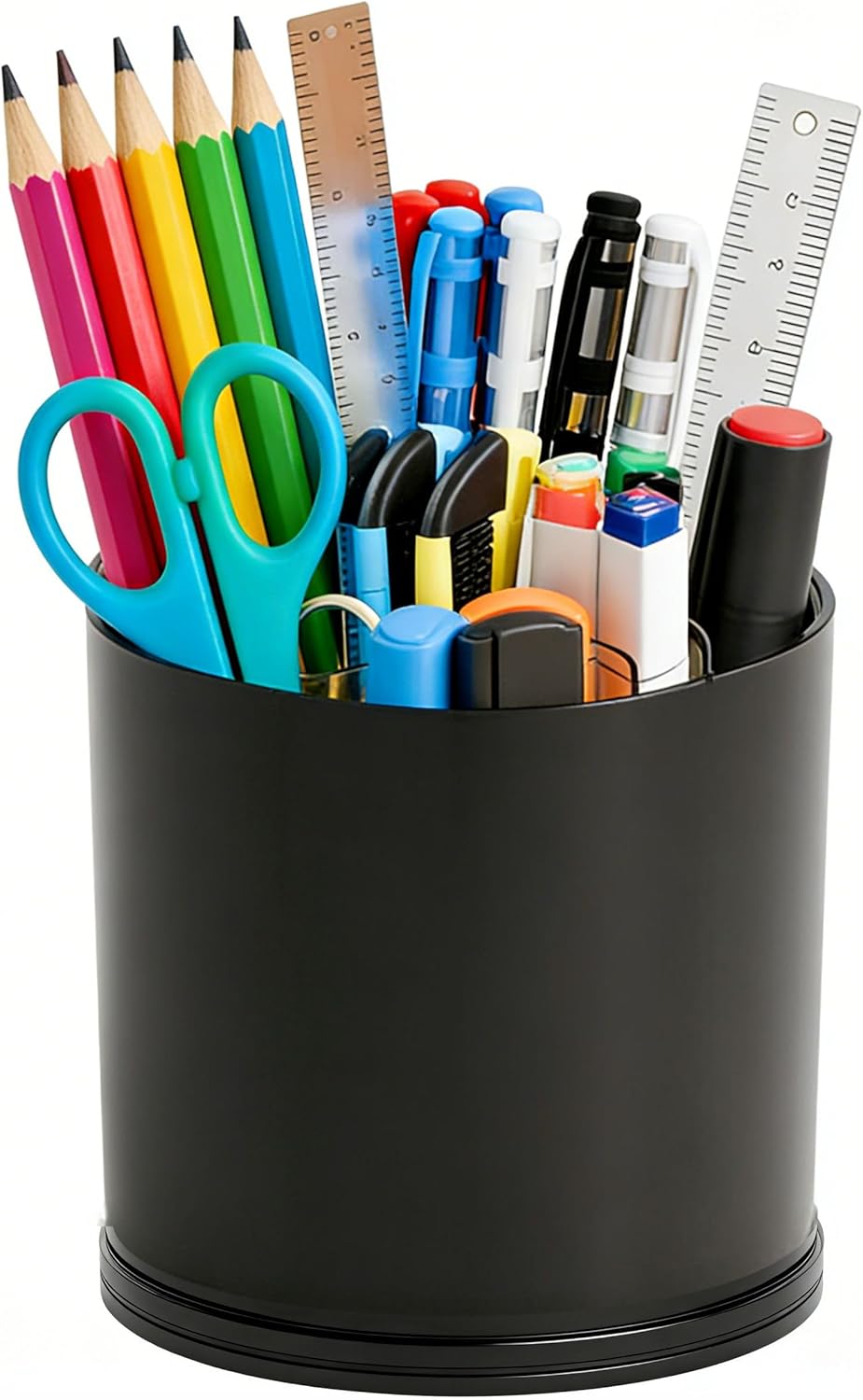 Yieach 360 Rotating Acrylic White Pen Holders and Pencil Cups for Desk,Small Cute Desk Organizers Accessories and Makeup Brush Holder,Spinning Pencil Caddy School Supplies Organizer for Teacher,1PCS
