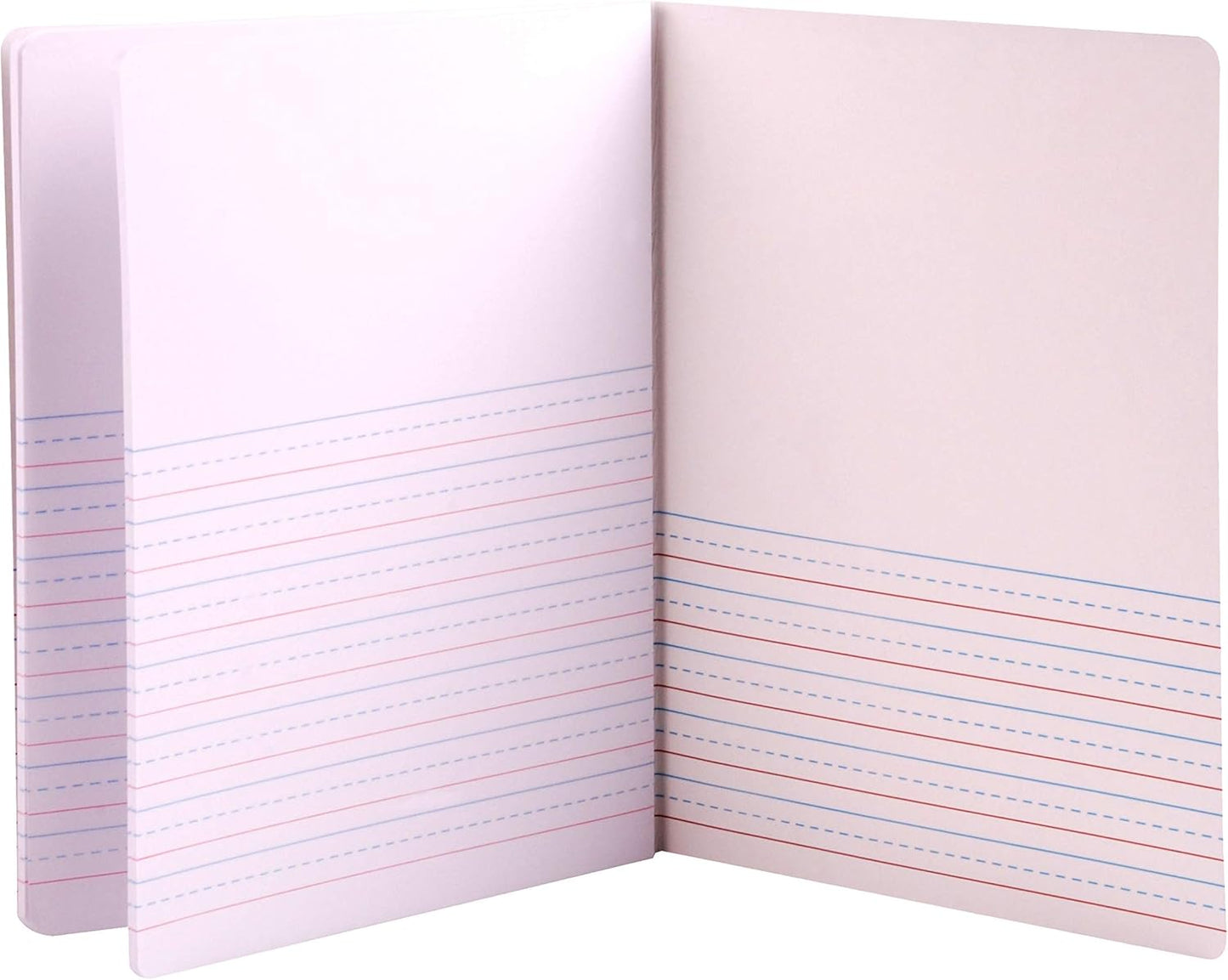 Mintra Primary Composition Notebook, 4 Pack, Assorted Colors 80 Sheets, 7.5in x 9.75in, 1/2 Sheet, Ruled with Drawing Area, Flexible Hardcover Journal, Grades K-2, School & Home Use