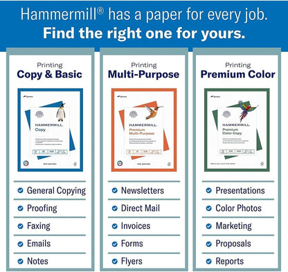 Hammermill Printer Paper, Premium Color 28 lb Copy Paper, 8.5 x 11-5 Ream (2,500 Sheets) - 100 Bright, Made in the USA, 102450C, White
