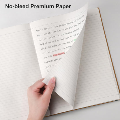 RETTACY Lined Journal Notebook, 2-Pack, 204 Numbered Pages per Pack, B5 Medium 7.6" × 10", Leather Softcover, 100 GSM Thick Paper, for Writing, Work, School (Black & Dark Green)