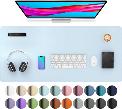 Aothia Non-Slip Waterproof PU Leather Desk Pad Protector for Mouse, Writing Desk, Office, Home, Laptop Blotter, 23.6" x 13.7", Black - Colors B