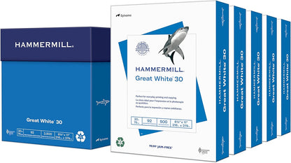Hammermill Printer Paper, Great White 30% Recycled Paper, 8.5 x 11 - 3 Ream (1,500 Sheets) - 92 Bright, Made in the USA