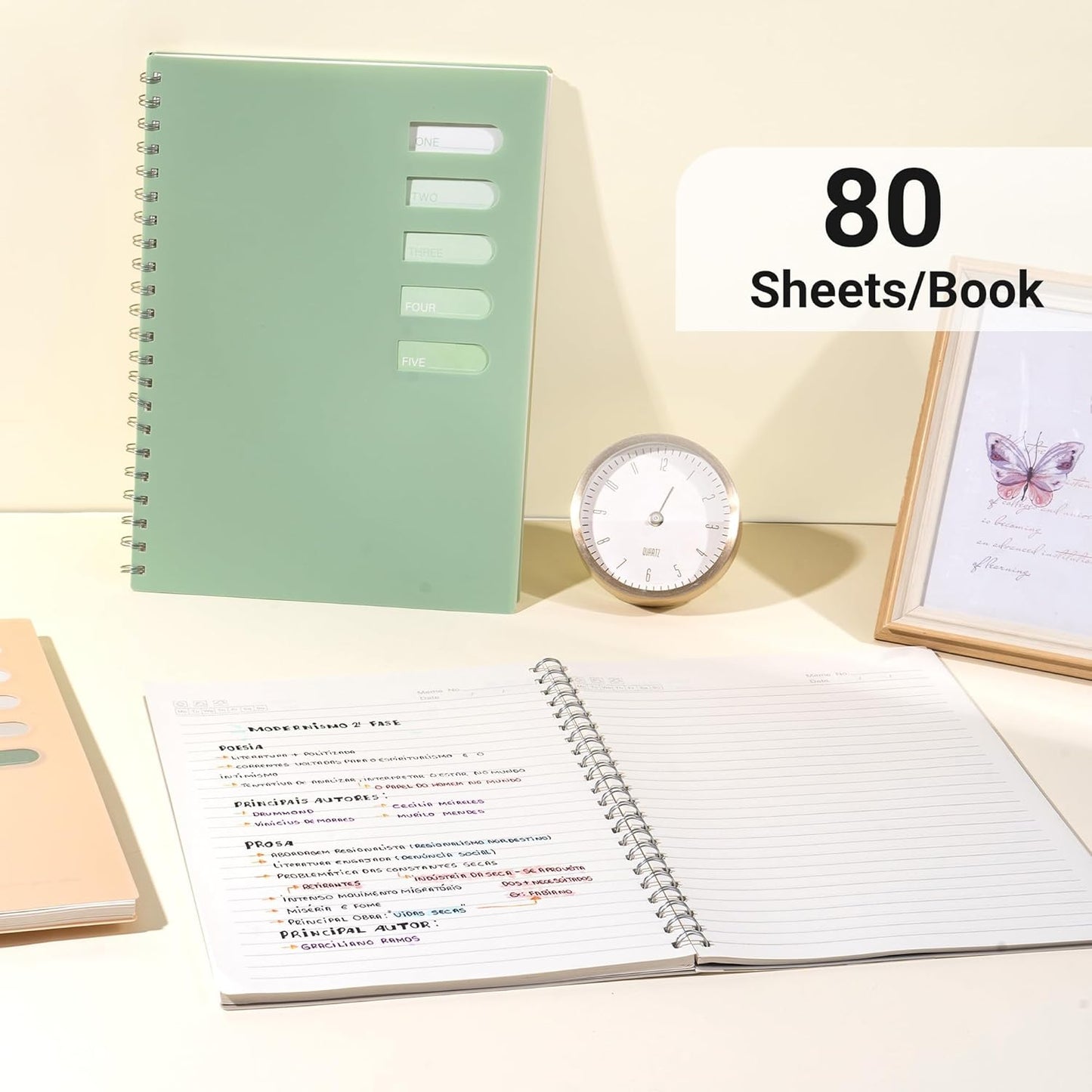 Yoment 4 Pack A5 Spiral Notebooks - 5.7x8.25 Hardcover Spiral Bound Notebook Journal, 160 Pages College Ruled, for Writing, Note Taking, Journaling, Study (Multicolor)