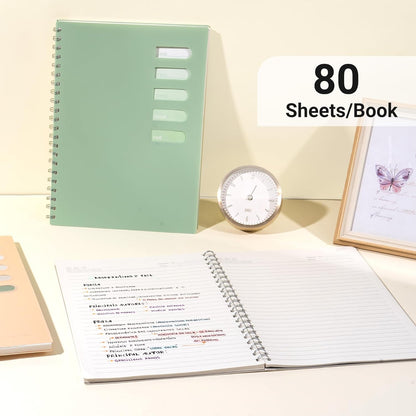 Yoment 4 Pack A5 Spiral Notebooks - 5.7x8.25 Hardcover Spiral Bound Notebook Journal, 160 Pages College Ruled, for Writing, Note Taking, Journaling, Study (Multicolor)