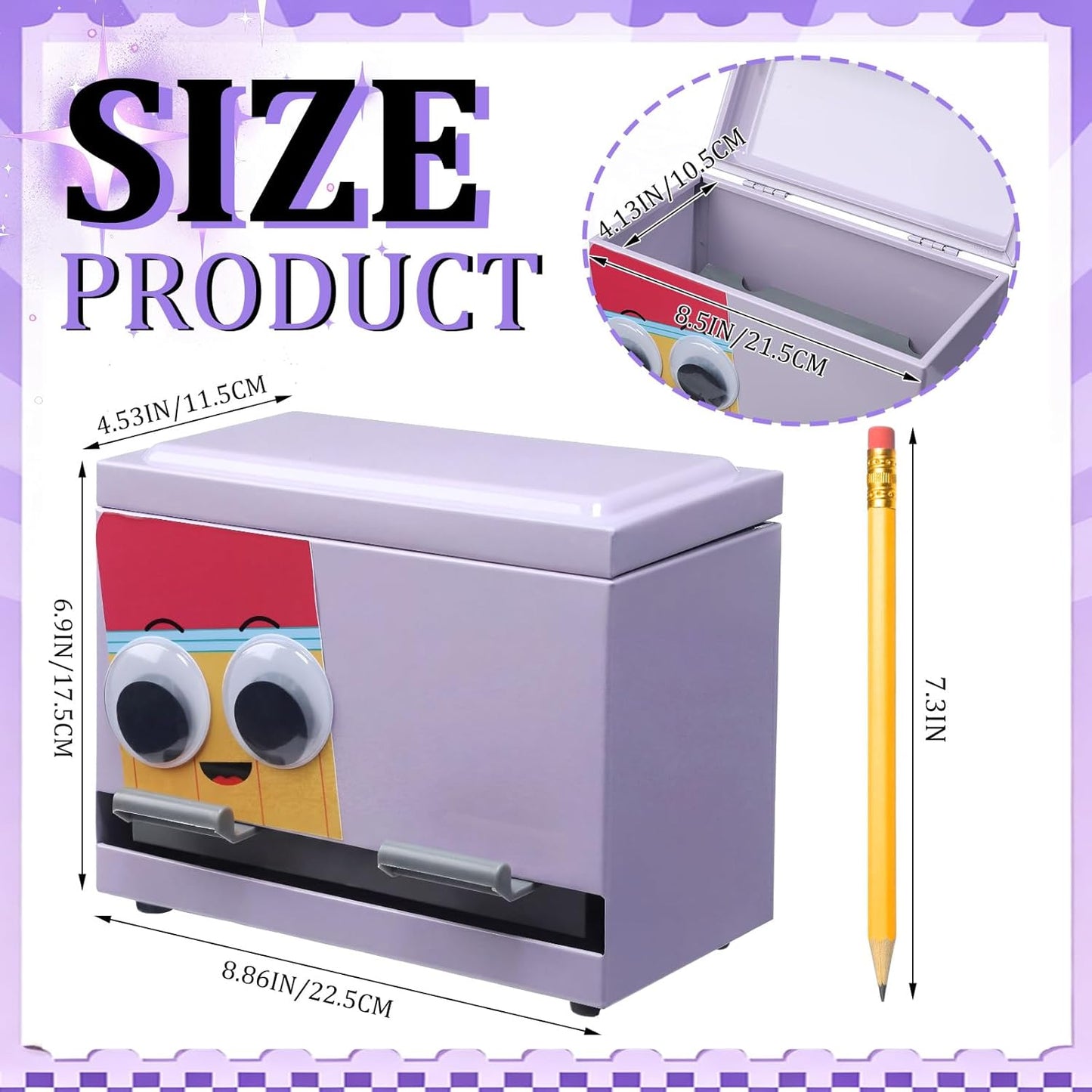 Briwooody Composition Pencil Dispenser for Classroom Back to School Teacher Must Have Black White Composition Notebook Classroom Decor Pencil Dispenser with Lid Teacher Gift for Pre K to Middle School