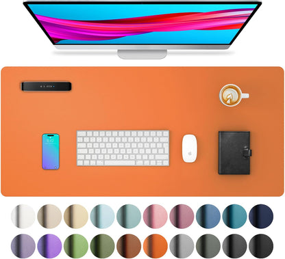 Aothia Leather Office Desk Pad Protector, Non-Slip PU Leather Desk Blotter, Waterproof Laptop Writing Mouse Pad for Office and Home, Black, 31.5" x 15.7" - Colors B