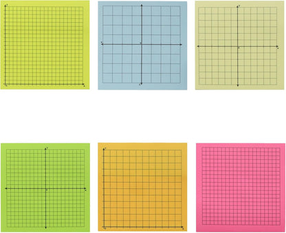 Graph Sticky Notes 300 Sheets Mini Graph Paper Sticky Notes 3x3 Inch 6 Pads Adhesive Four Quadrant Grid Sticky Notes Graphing Paper for Bible Journaling Office Math Supplies, Bright Color