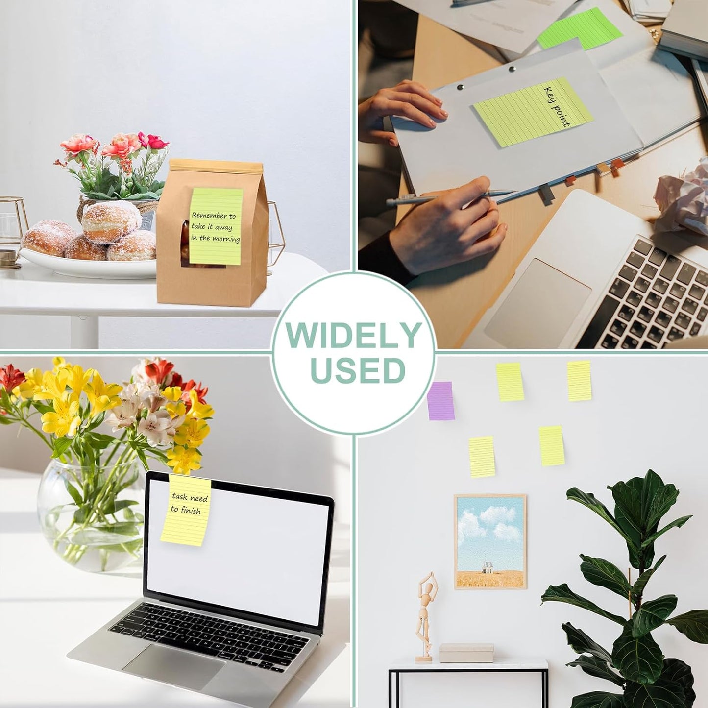 24 Pack Lined Sticky Notes 4X6 in, Self Sticky Note Pads with Lines, Large Sticky Note Memo Pad for Office, Home, School, Meeting, 50 Sheets/pad, Morandi