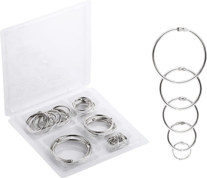 Mr. Pen- Loose Leaf Binder Book Rings, 5 Assorted Sizes (0.6", 1", 1.2", 1.5",2"), 36 Pack, Metal Binder Rings for Index Cards, Keychains, School, Home, Office, Silver