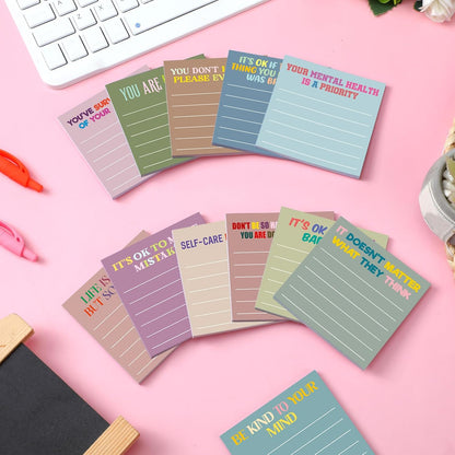 Yinder 48 Pcs Inspirational Sticky Notes Cute Motivational Sticky Notes Pad End of Year Employee Appreciation Gifts Bulk for Teacher Nurse Coworkers Office Supplies 3 x 3'' (Thank You,Dark Color)