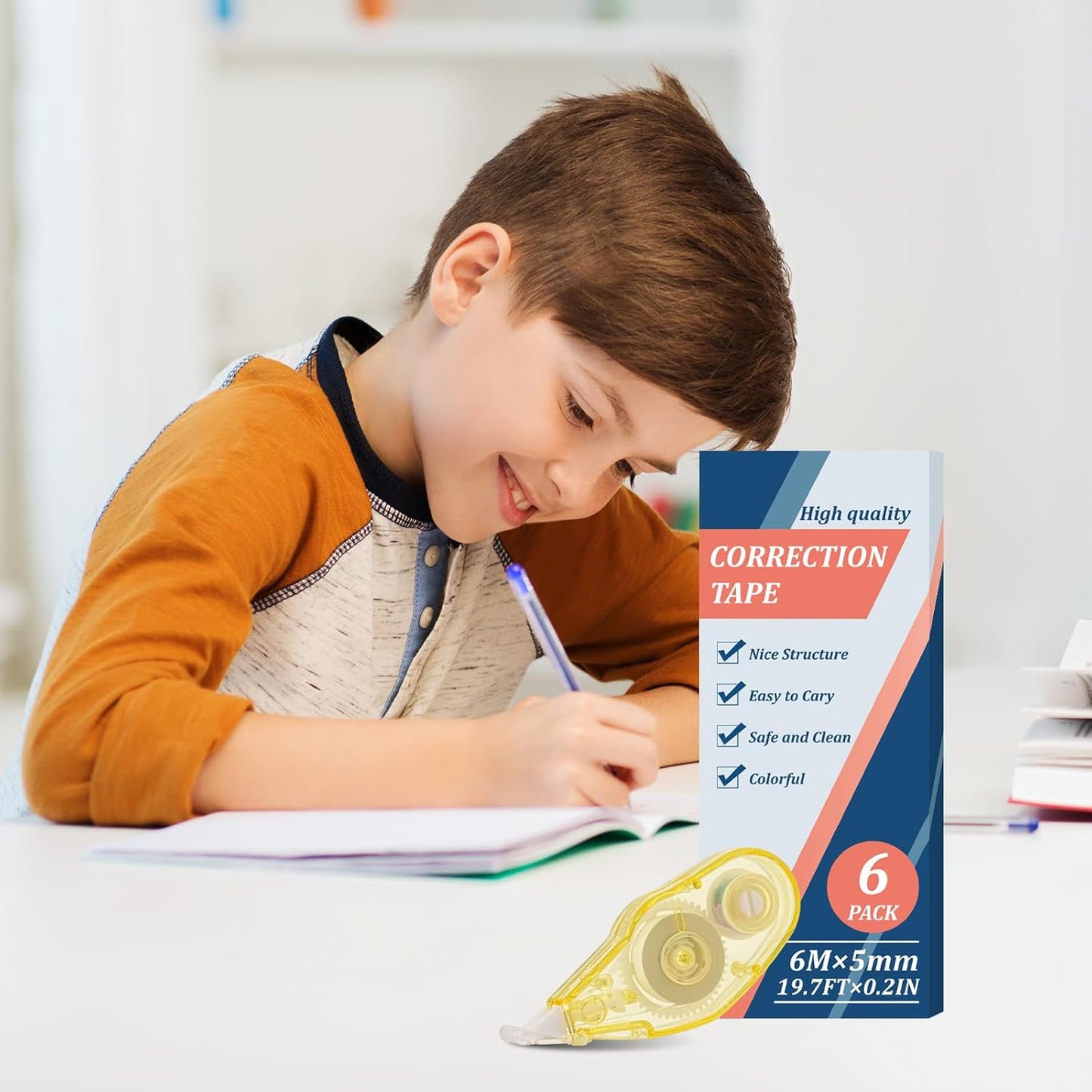 Mini Correction Tape, Easy-To-Use Anti Tear Tape, Long and Smooth, Instantly Correct Writing and Printing Errors, Perfect for Office, School, and Home Use