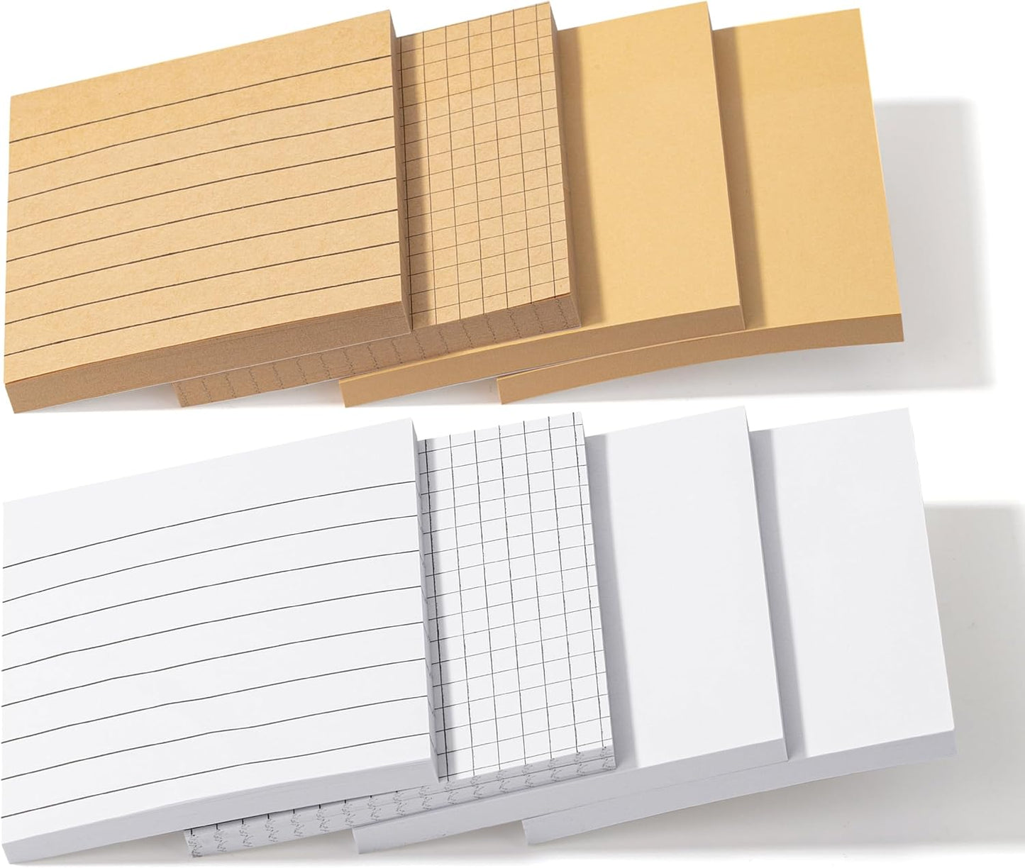 Mr. Pen- Lined Sticky Notes Set, 3”x3”, 8 Pads, 60 Sheets/Pad, Kraft Lined, Blank & Graph Sticky Notes Set, Lined Memo Pads, Self-Stick Note Pad for Office, School, Home, Study & Organization