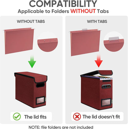 BALEINE File Organizer Box with Lid, Collapsible File Folder Organizer with Plastic Slide, Hanging File Folder Box for Office Document Storage (1 Pack, Black)