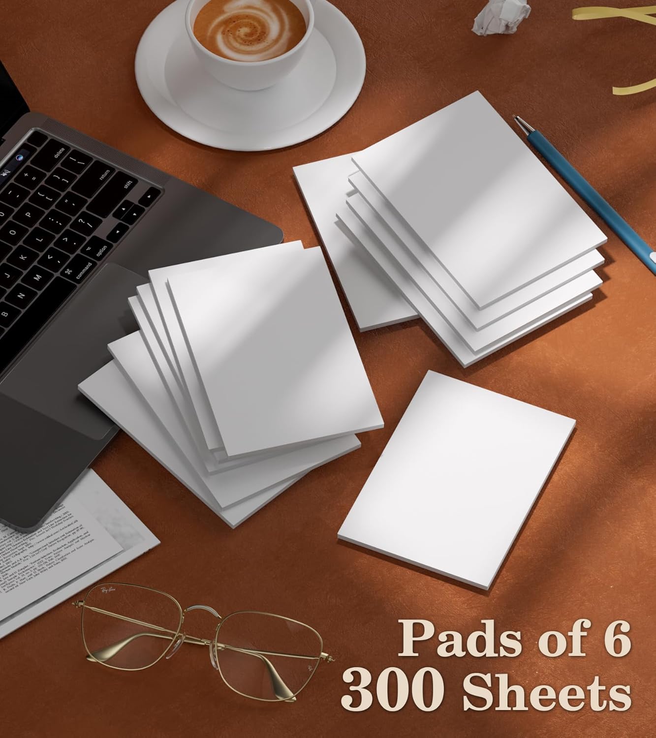 Notepads 3x5, 6 Pack Small Note Pads, Server Note Pad, Scratch Pads 3x5, Memo Pads White Paper, 50 Sheets per Blank Note pads 3''x5'', Small Writing Pads Pocket Notepads for Office School Home Supplies