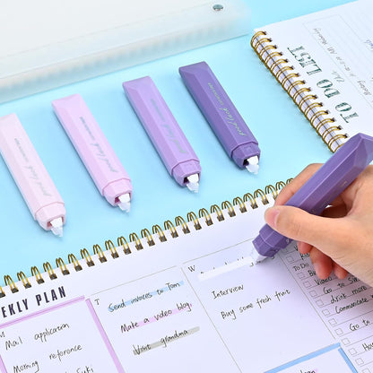 Temiary 5 Pcs White Correction Tapes, Aesthetic Correction Tape Pens Smooth Pull Out, Easy to Use Pen Shaped Applicator for Students School Office Supplies (Purple)