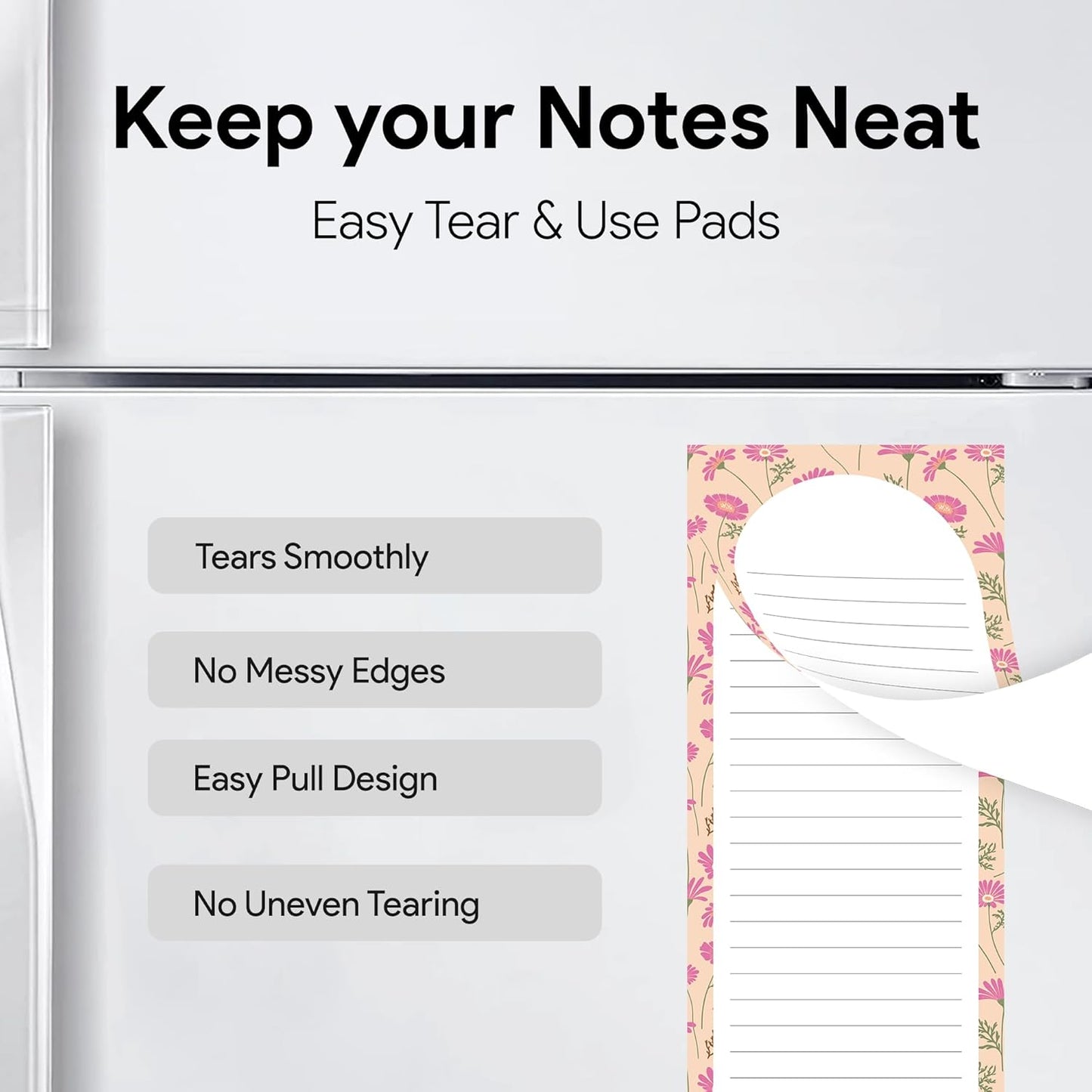 8 Magnetic Notepads – Notepads for Grocery List, Shopping List, To-Do List, Reminders -Strong Magnetic Back- Memo Notepad with Realistic Fruit Designs | 25 Sheets per Pad 7.5 x 3.5 inch (8 Pack)