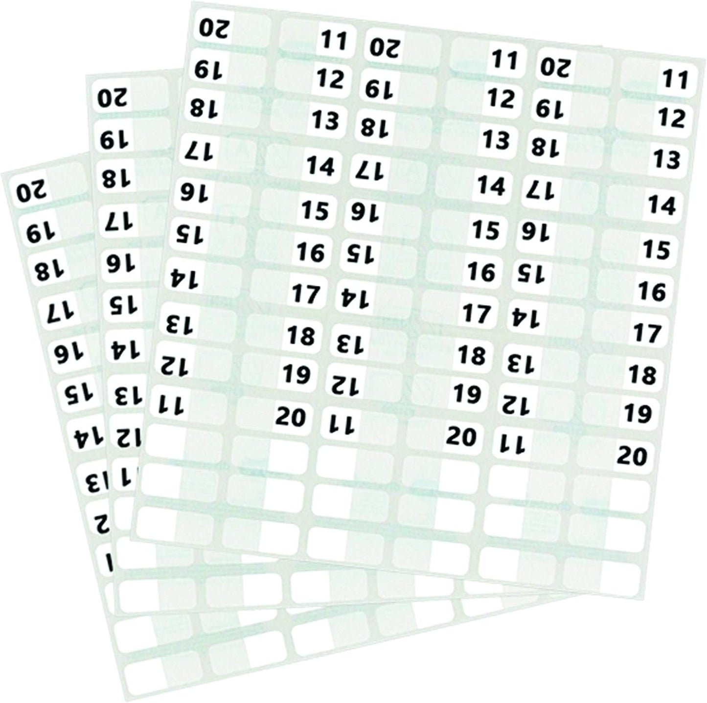 Redi-Tag Numbered Tabs, 11-20 Pre-Printed Divider Tabs, Permanent Adhesive Index Labels, 7/16" x 1", 104 Tabs Per Pack, (B31002)