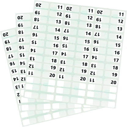 Redi-Tag Numbered Tabs, 11-20 Pre-Printed Divider Tabs, Permanent Adhesive Index Labels, 7/16" x 1", 104 Tabs Per Pack, (B31002)