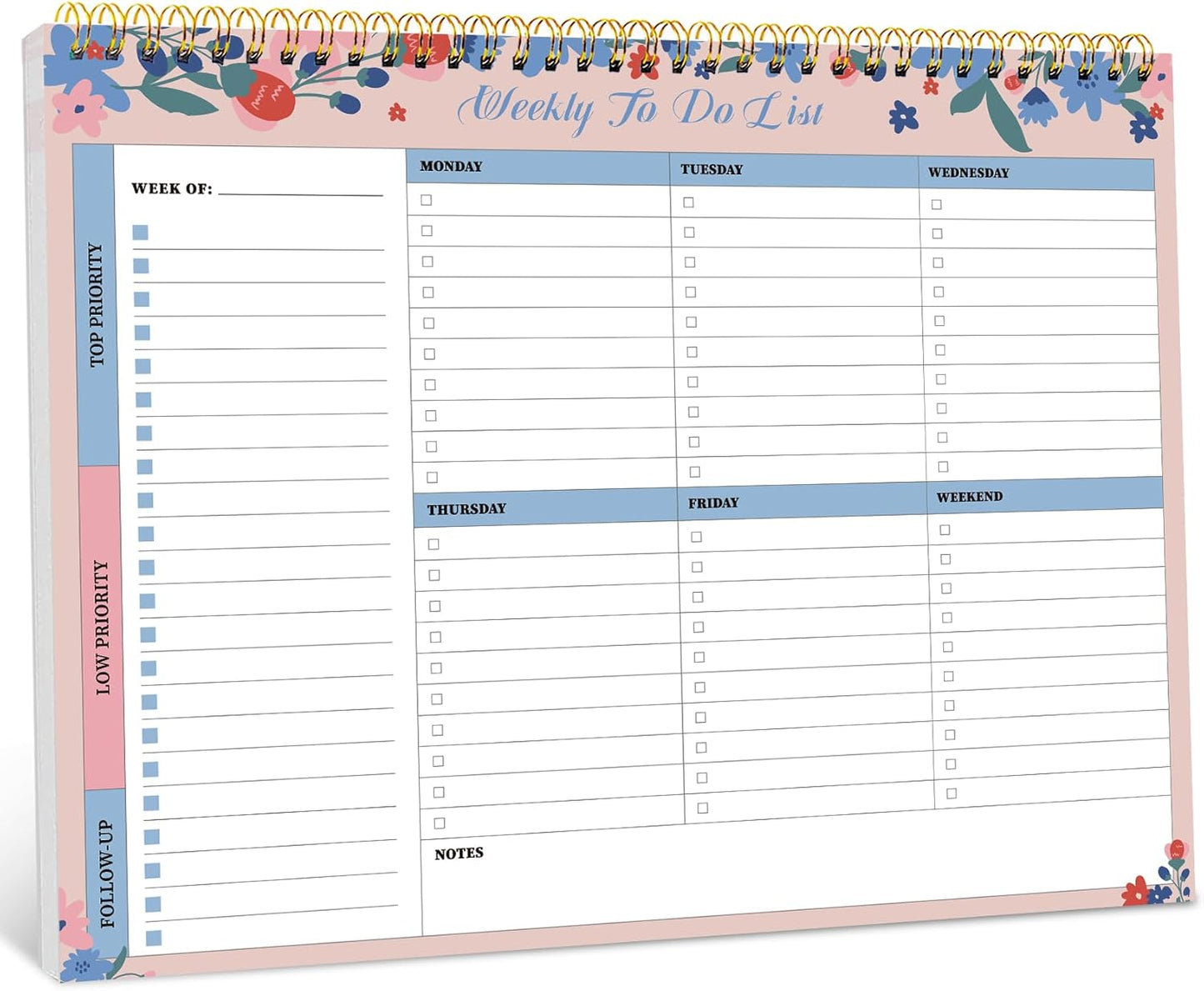 Taja Weekly To Do List Notepad with 52 Undated Sheets（8.5"×11"）- Weekly Desk Planner for Women & Man, Work and Home -1 Pack Violet Dream