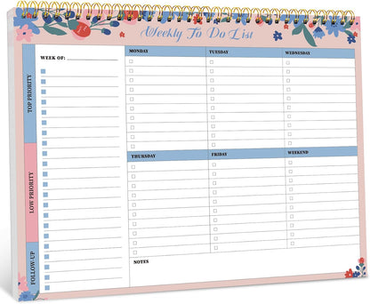 Taja Weekly To Do List Notepad with 52 Undated Sheets（8.5"×11"）- Weekly Desk Planner for Women & Man, Work and Home -1 Pack Violet Dream