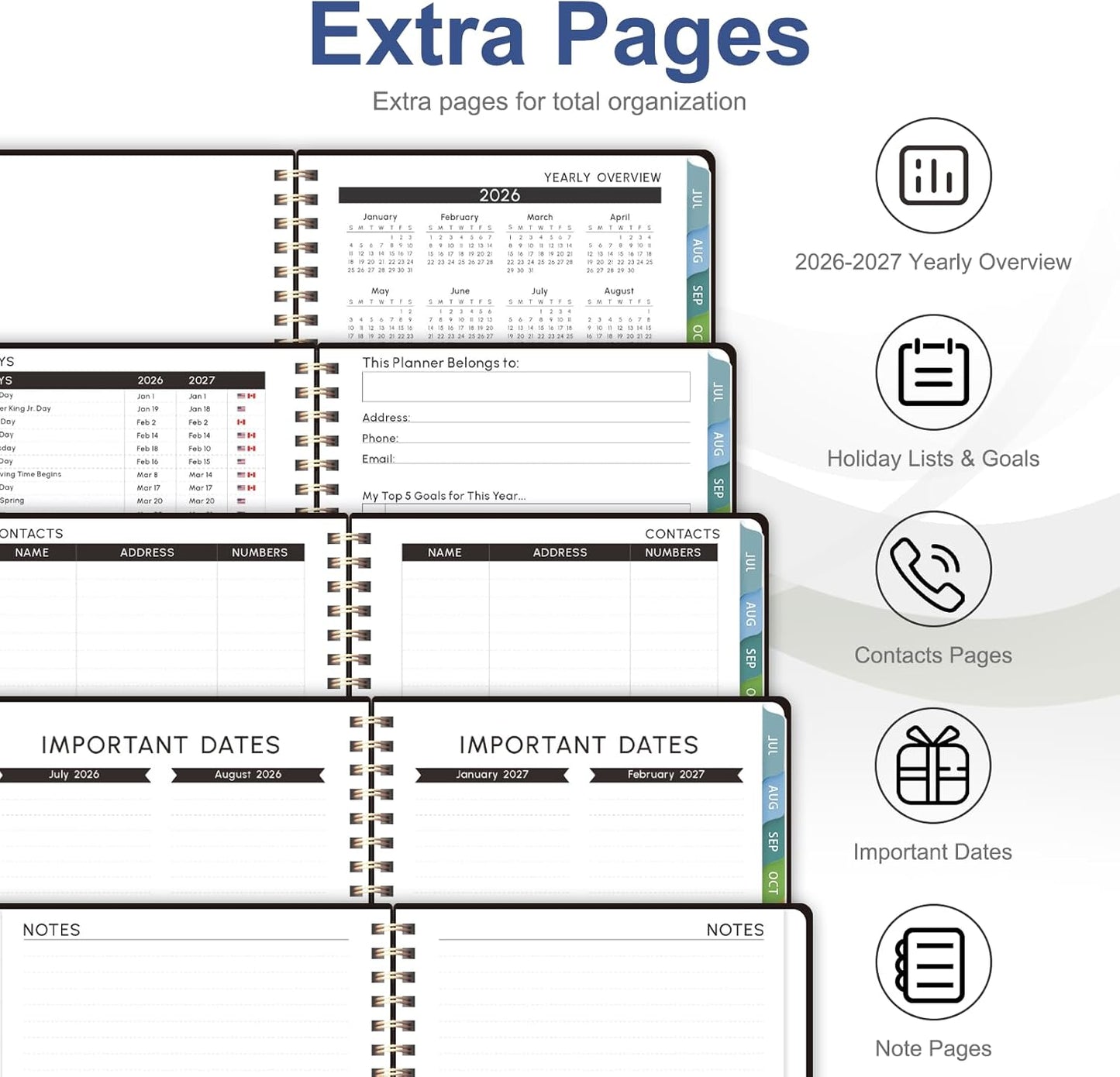 Planner 2026-2027, Weekly and Monthly Academic Year Calendar Planner, July 2026 - June 2027, Daily Agenda Book for Office School Supplies, A5(6.3'' x 8.5'')