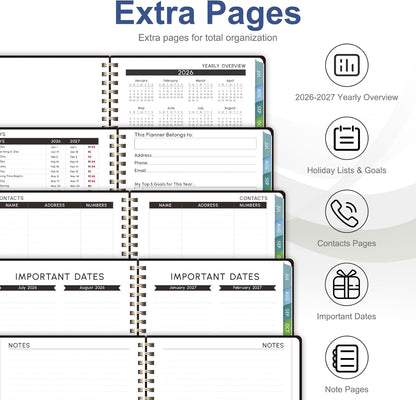 Planner 2026-2027, Weekly and Monthly Academic Year Calendar Planner, July 2026 - June 2027, Daily Agenda Book for Office School Supplies, A5(6.3'' x 8.5'')