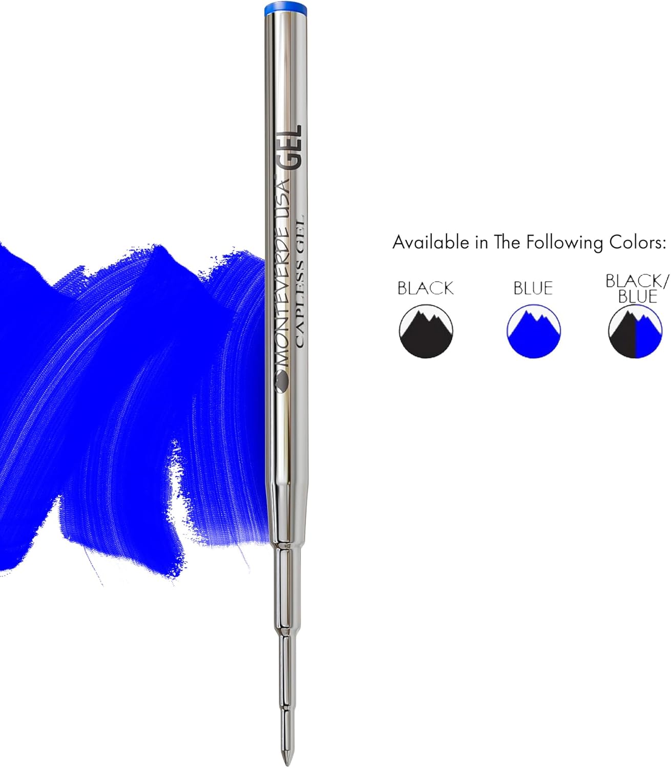 Monteverde USA Capless Gel Refills to Fit Montblanc Ballpoint Pens, Medium Point, Blue Ink, 2-Pack – Smooth and Vibrant Writing Solution