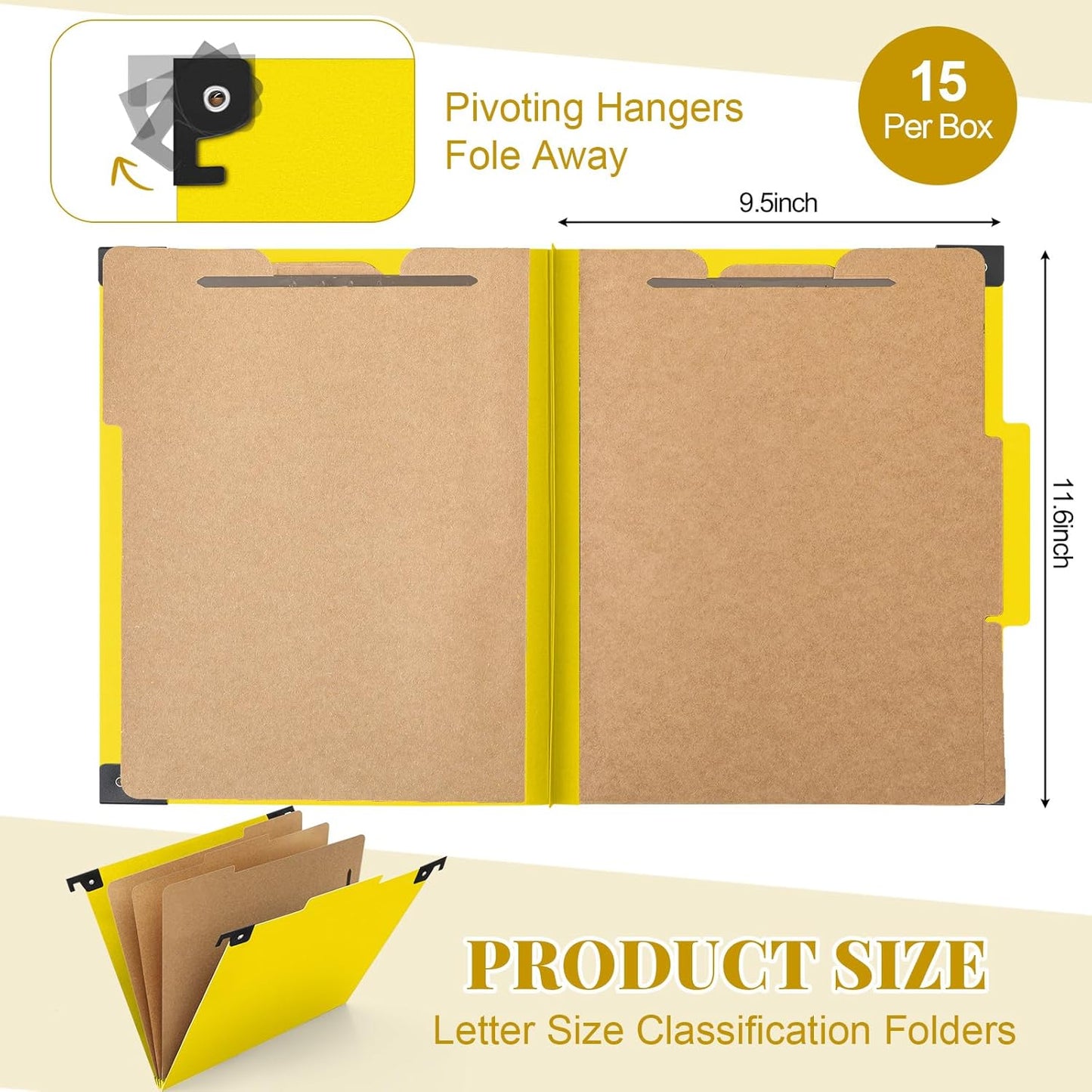Henoyso 10 Pcs Hanging Classification Folders Bulk with 2 Prongs, 1 Divider Letter Size, 2 Inch Expansions Pressboard File Folder, 1/3-cut Tab File Organizer (1 Divider,Green)