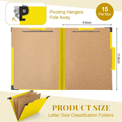 Henoyso 10 Pcs Hanging Classification Folders Bulk with 2 Prongs, 1 Divider Letter Size, 2 Inch Expansions Pressboard File Folder, 1/3-cut Tab File Organizer (1 Divider,Green)