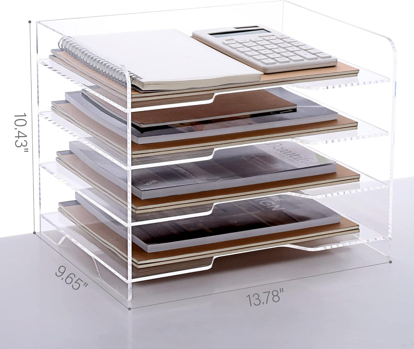 2 Pack- Stackable Paper Letter Tray, A4 File Tray Desk Organizer, Acrylic Desk Organizers and Accessories Sorter, Clear Workspace Office Supplies Organizers, 12.4inx8.86inx3.46in