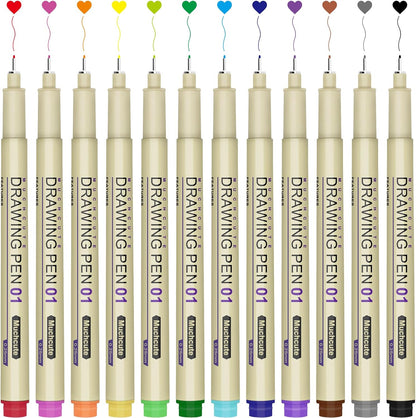 Muchcute Extra Fine Point Writing Pens:6 Black 0.25mm Ultra Thin Micron Pen 01 No Bleed Bible Journaling Study Supplies Annotation Smooth Waterproof Micro Line Tip Fineliner Gel Felt Ink Markers Stuff