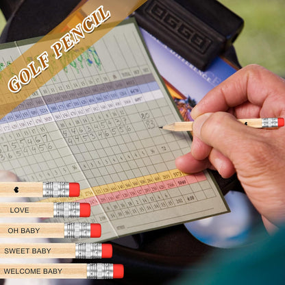 Crtiin 50 Pieces Baby Shower Pencils for Activities Mini Golf Half Pencils, Presharpened with Erasers, 4 Inch(Wood Color,Simple Style)