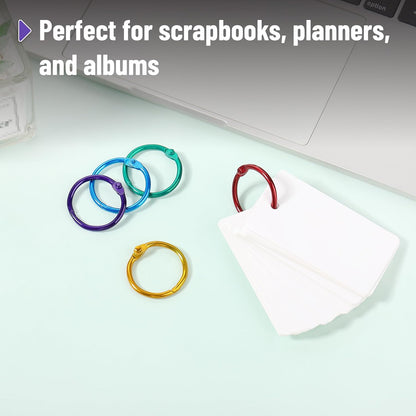 Mr. Pen- Loose Leaf Binder Book Rings, 5 Assorted Sizes (0.6", 1", 1.2", 1.5",2"), 36 Pack, Metal Binder Rings for Index Cards, Keychains, School, Home, Office, Silver