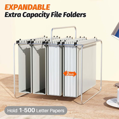 Shutex Extra Capacity Plastic Hanging File Folders,12 Pack Reinforced Hang Folders,Heavy Duty 2 Inch Expansion,Plastic Filing Cabinet Folders,Letter Size,Designed for Bulk Files, Medical Charts,Blue