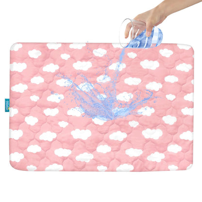 Crib Mattress Protector Sheets Fitted Waterproof Crib Mattress Pad Cover, Noiseless & Machine Wash 100% Absorbent Crib/Toddler Mattress Protector Sheet Quilted, White, 52" x 28"