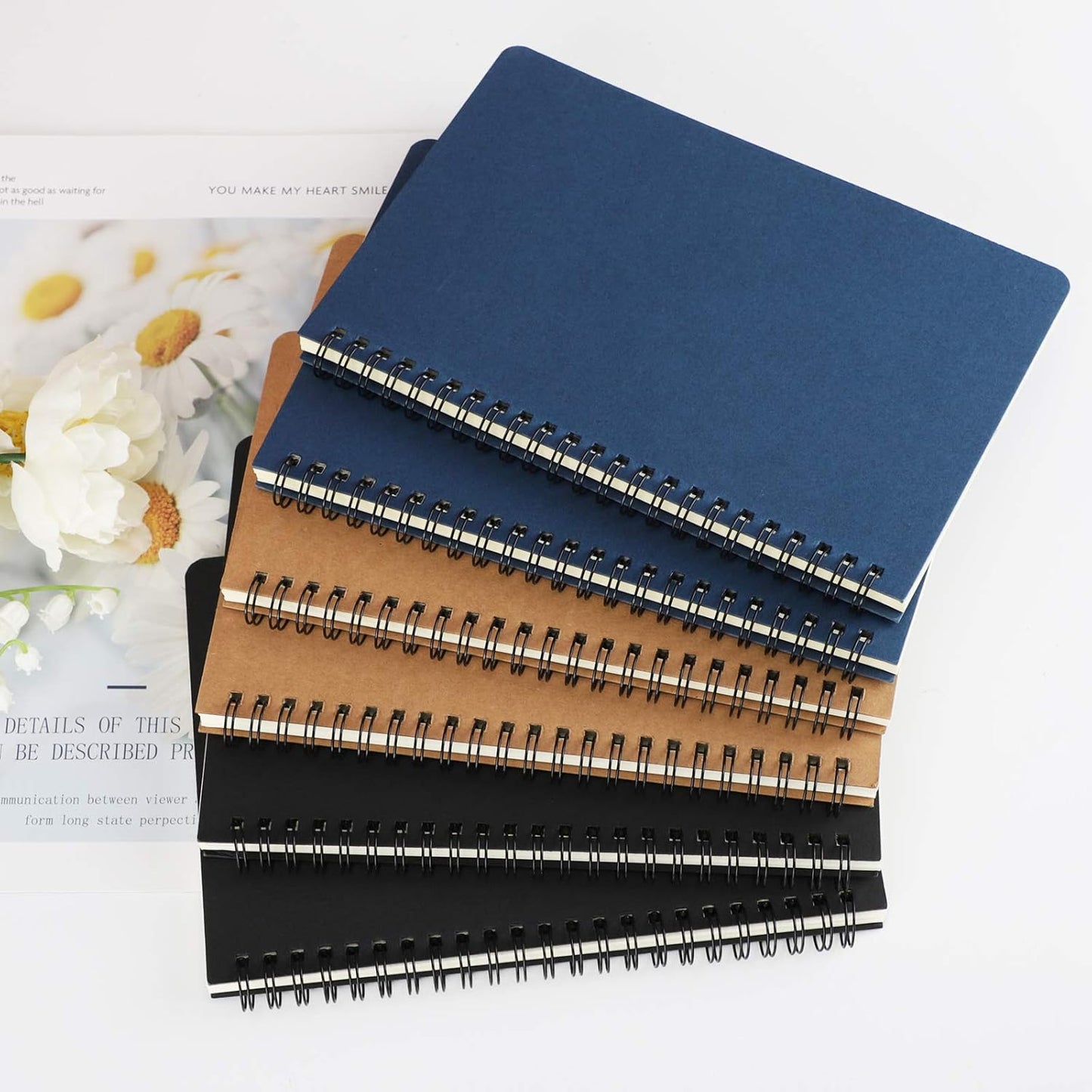 EUSOAR Spiral Lined Notebook, A5 3packs 5.5"X8.3" 120 Pages Lined Travel Notebooks Journal, Memo Notepad Sketchbook, Students College Office Business Diary Ruled Spiral Book Journal-3Colors Covers