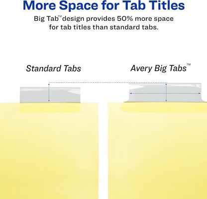 Avery Big Tab Insertable Dividers for 3 Ring Binders, 8-Tab Set, Buff Paper, Clear Tabs, Binder Divider Value Pack of 11112, 24 Sets Total (11115)
