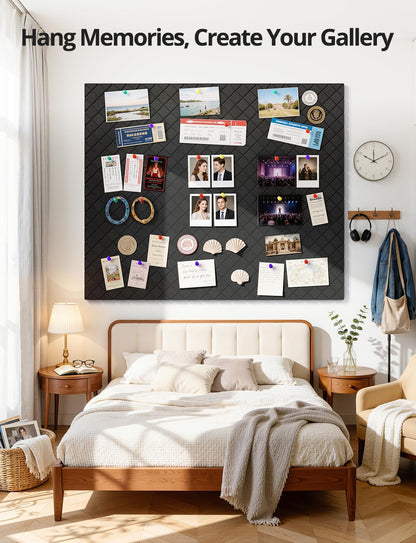 Kuchoow Bulletin Cork Board Large 47.2" x 35.4" Felt Notice Pinboard for Office Walls & Home, Self Adhesive 12 Pack Black Decorative Bulletin Mood Board Corkboard for for Bedroom, Display, Memo, Photo